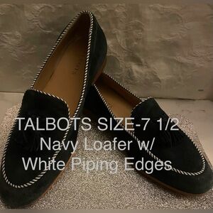 Talbots Dark Blue Loafers with White Trim